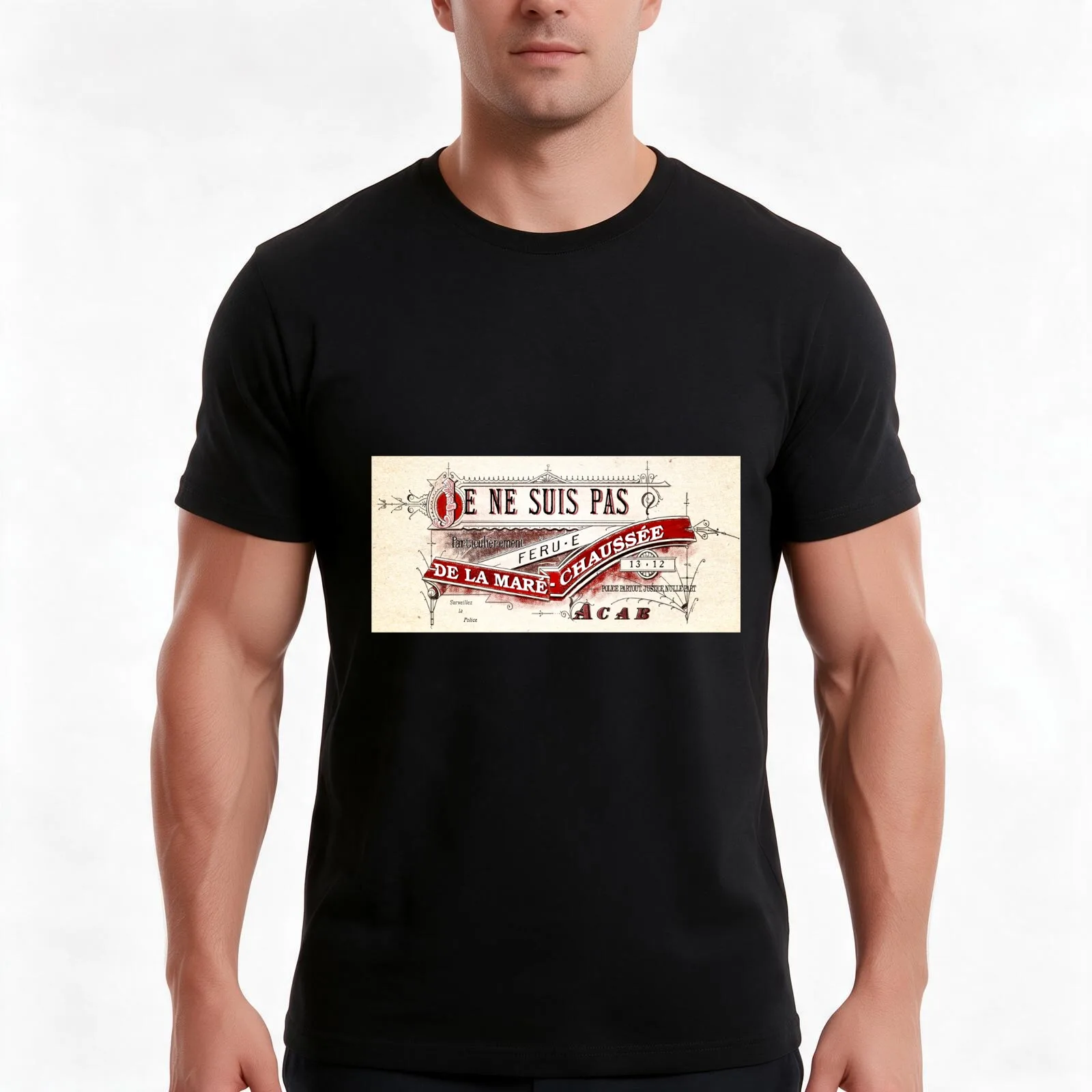 ACAB mais style ancien - T-shirt version française, décontracté d'été, en coton, coupe ample, streetwear, hauts vintage avec imprimé graphique