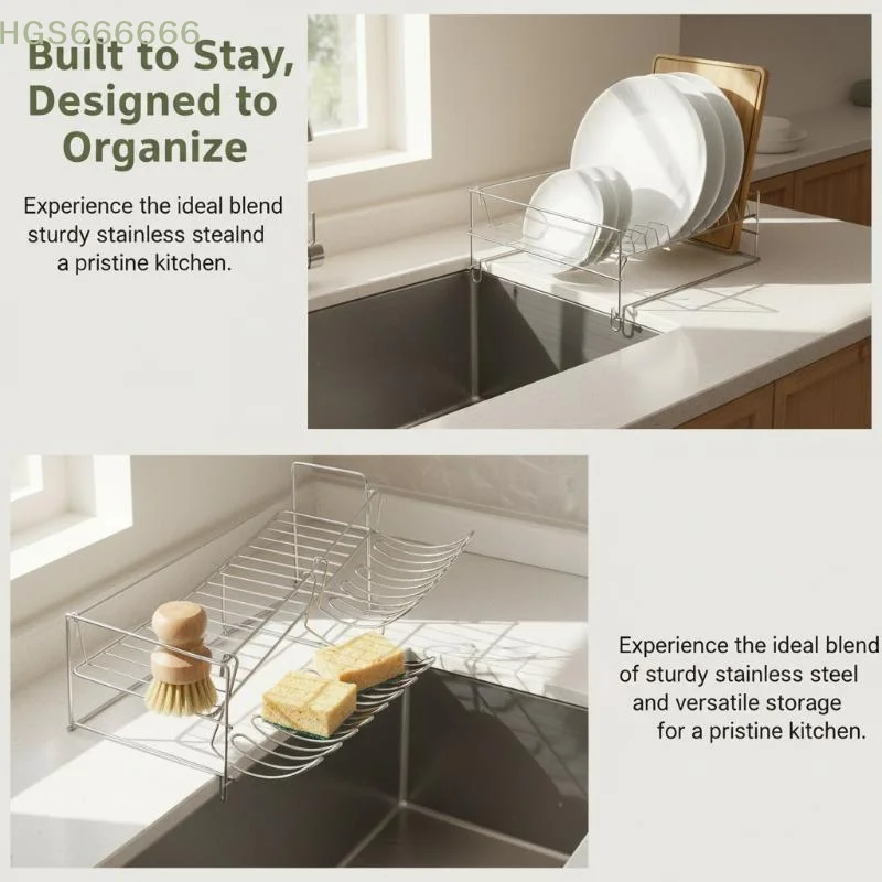 

1/2pcs Stainless Steel Drain Basket Expansion Small Hanging Rack Storage Rack