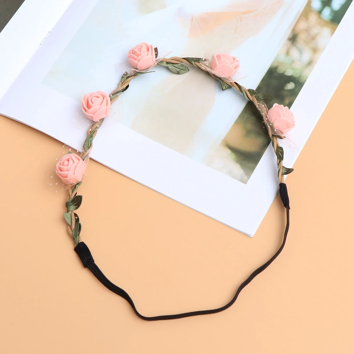 

Lace Flower Headbands Pink Travel Seaside Holiday Woman Wedding Dress Hairband Floral Accessories Women Hair Bands