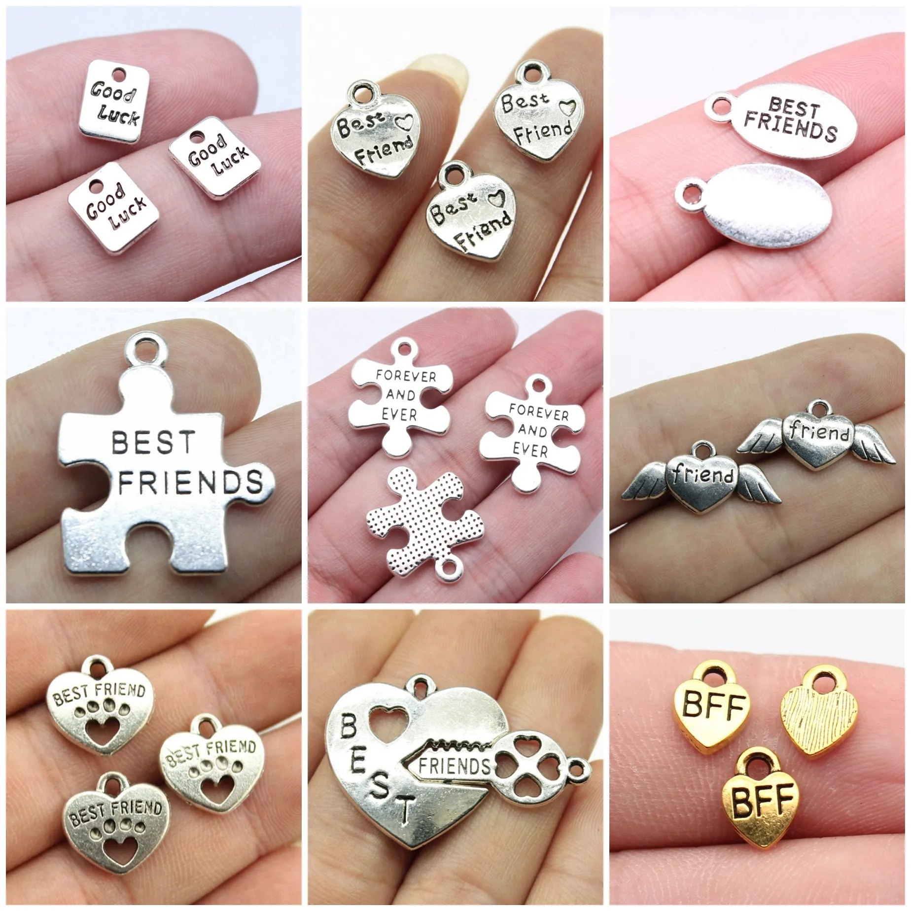 Friends Letter Engraved Word Tag Charms Pendant For DIY Bracelet Necklace Jewelry Making Supplies