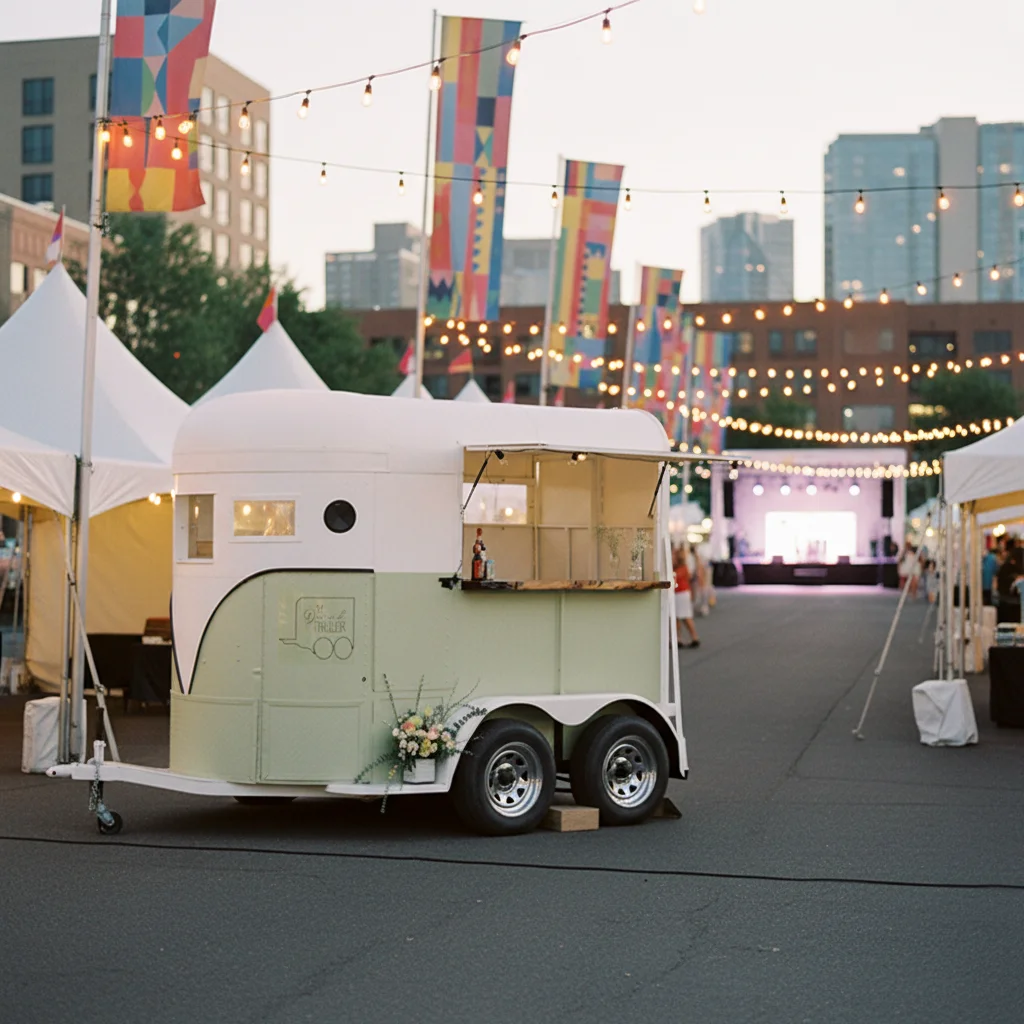 

Customized Converted Horse Trailer Mobile Coffee Bar Food Truck Vintage Style Catering Van DOT CE Certified Factory Direct