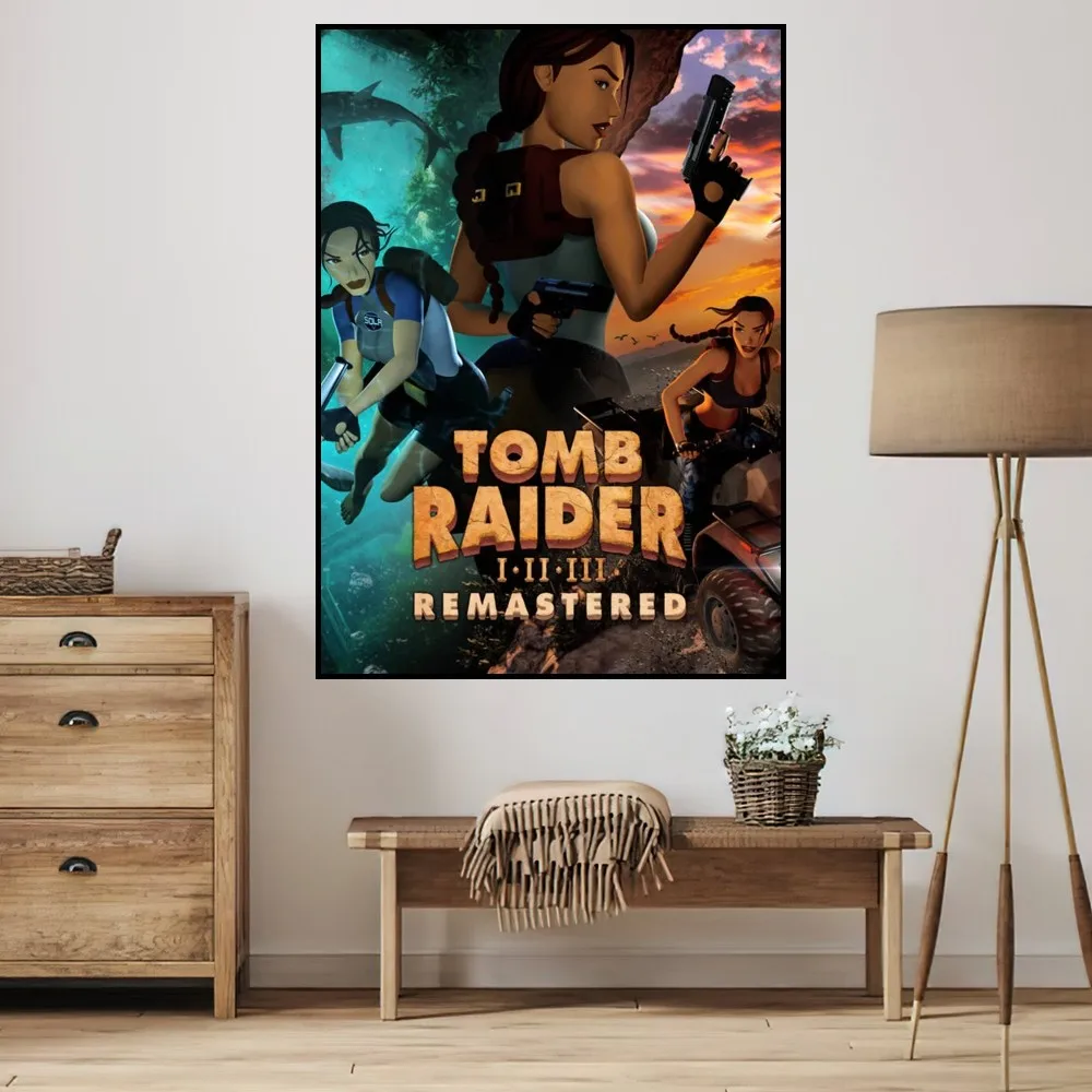 Game Tomb Raider I-III Remastered Lara Croft 1-3 P Poster Small Prints Room Wall Sticker Wall Painting Bedroom Living Office