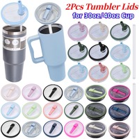 2PCS Tumbler Flip Straw Lid Replacement Spill Proof Tumbler Cover Splash Resistant Straw Cap for Stanley Water Cups 30oz/40oz