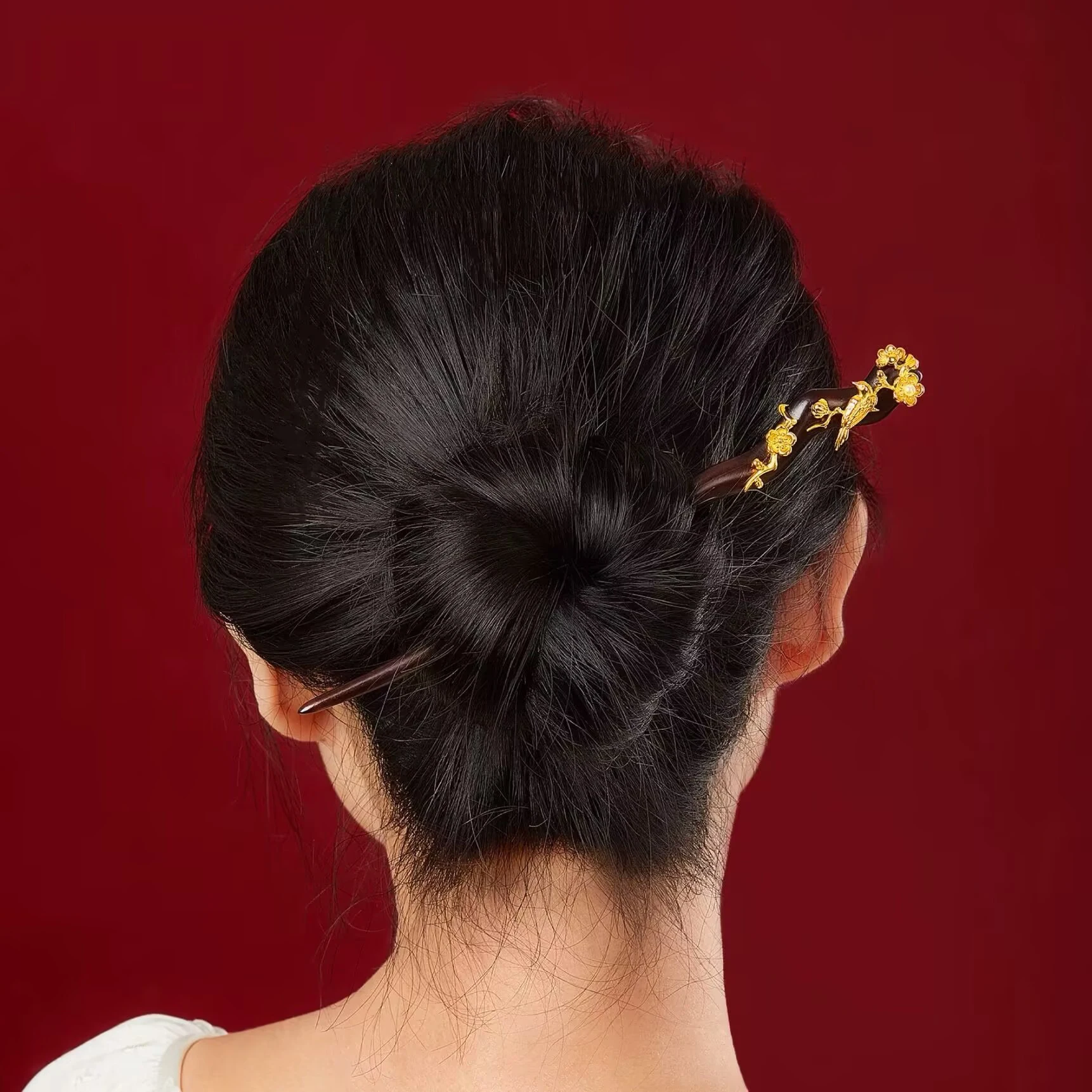 Exquisite Retro Black Wood Flower Tassel Women's Hair Stick New Chinese Style Hair Clip Hair Stick Hair Accessory Gift Headpiece