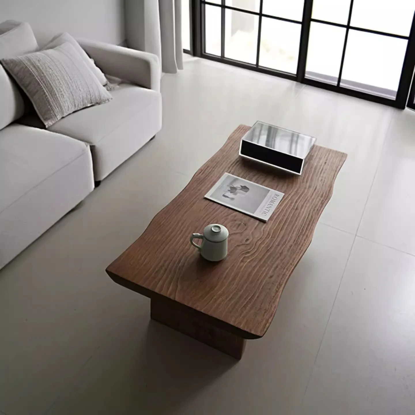 Solid wood small apartment log special-shaped homestay hotel tatami low table