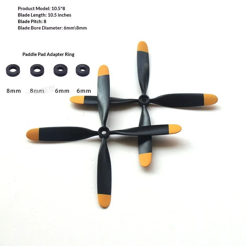 Dynam 4 Blade Replacement RC Airplane Propellers 13X6 10.5X8 CW CCW With 6mm 8mm Bore For Fixed Wing Aircraft Hobby Enthusiasts