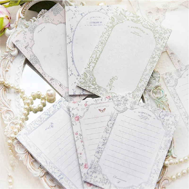 

40Pcs Memo Spring Paper literary Note Flowers Material Collage Base Writing Notebooks Print Book Decorative Scrapbook 140*95MM