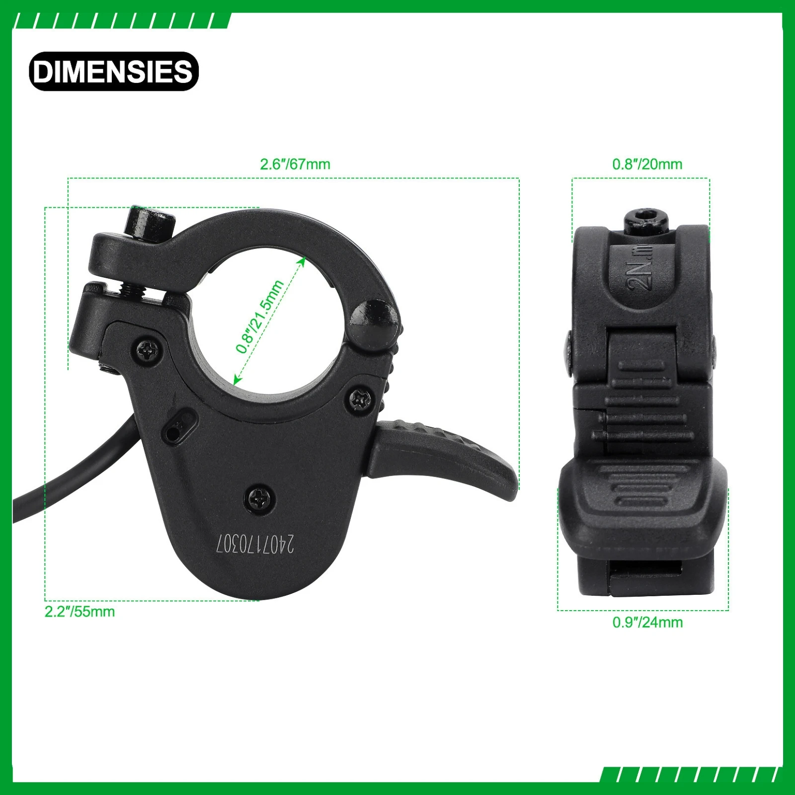 WUXING 300X Bicicleta eléctrica Acelerador de pulgar de liberación rápida, acelerador de velocidad para bicicletas eléctricas, scooters eléctricos y