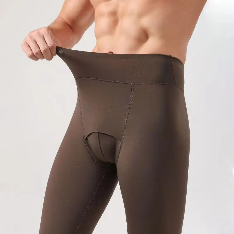 Sexy Mens Leggings High Elasticity 200g Velvet Tights Shark Pants Fetish Wear Seamless Slim Naked Feeling Winter Warm Leggings