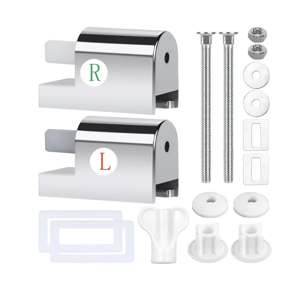 

1 Set Toilet Seat Hinge Kit Soft-Close Metal Hinges For Bathroom Toilets Accessories Easy Installation