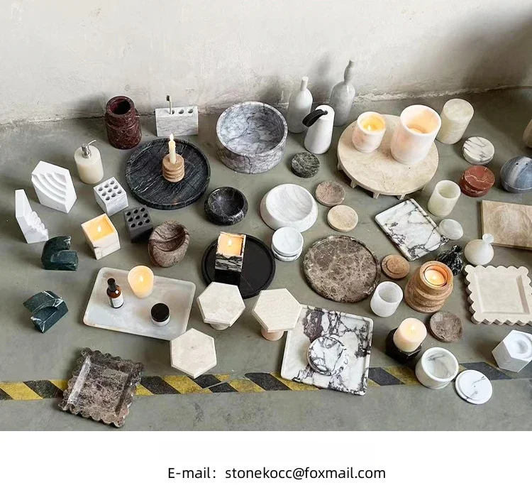 

Contact us Low Factory Price Custom Italian Natural Marble Travertine Stone Shaped Crafts Home Candlestick Storage Tray Catchall