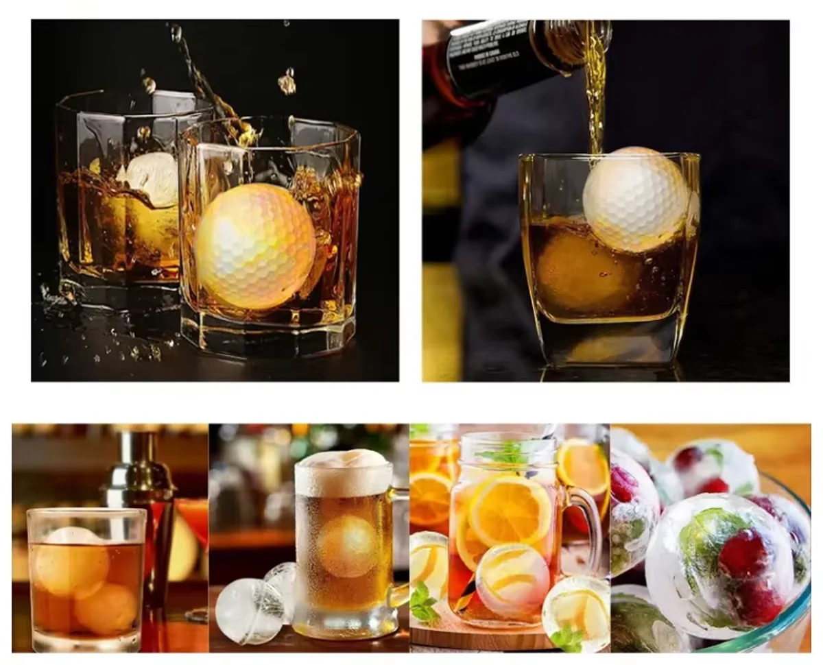 1 قطعة جولف سيليكون كرة الثلج قالب دائري ويسكي خاص جولف قالب الثلج أدوات مطبخ قابلة لإعادة الاستخدام ويسكي قالب الثلج الكرة قوالب الثلج #4