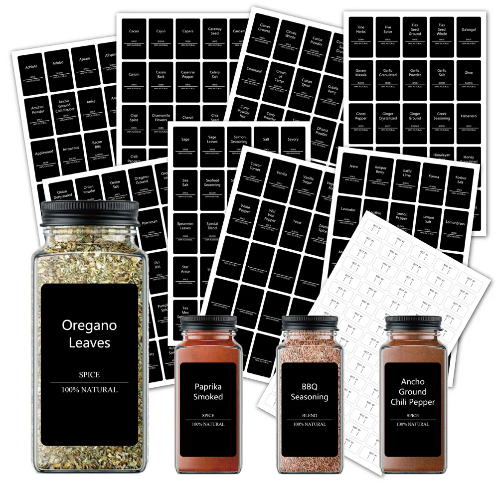 275PCS Cruet Stickers Spice Jar Storage Labels for Kitchen Jars Ingredients Spice Labels Waterproof And Oil-proof Spices Labels