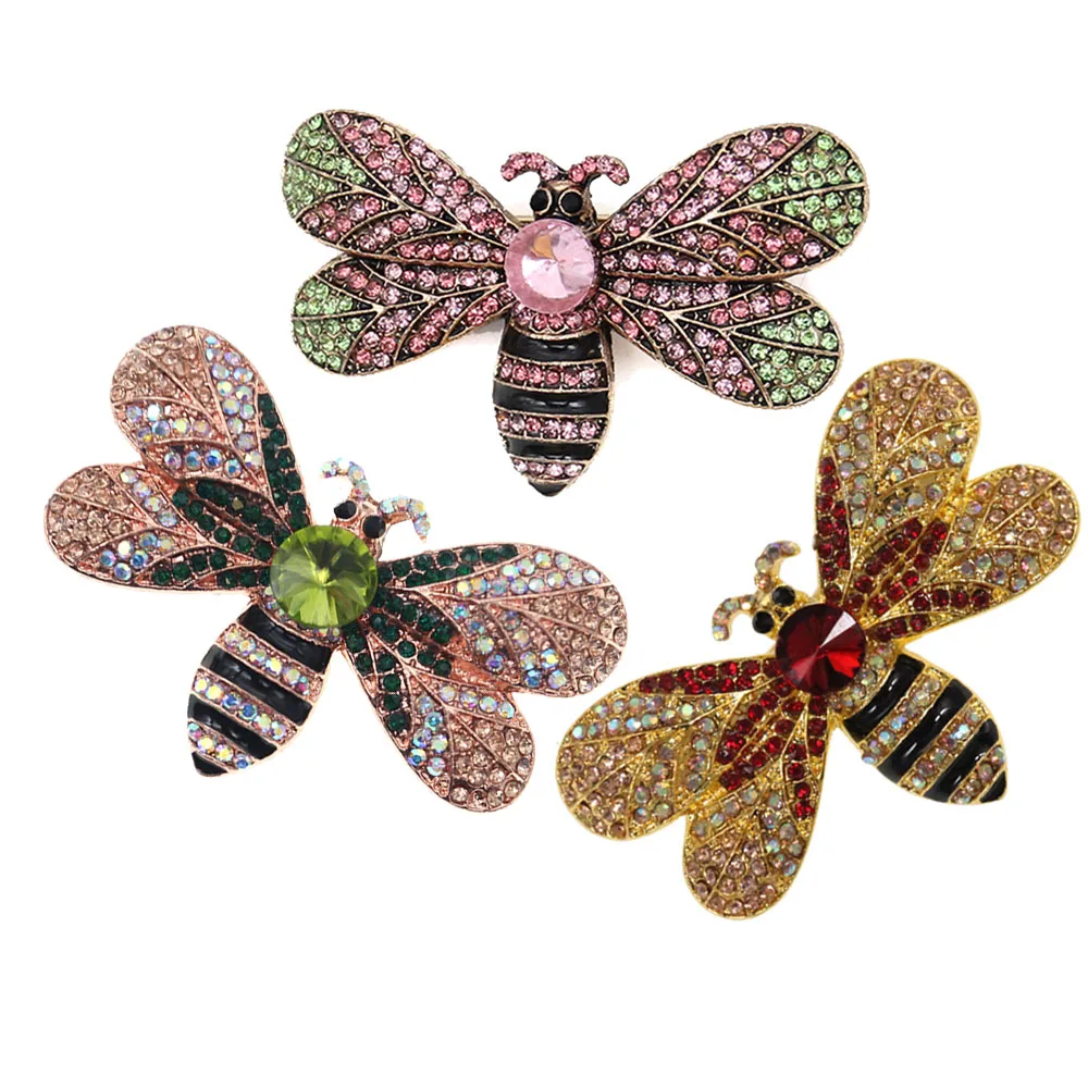 

50pcs Gold Tone Rhinestone Bumble Bee Brooches Fashion Wedding Brooches Vintage Insect Bee Brooch Pin