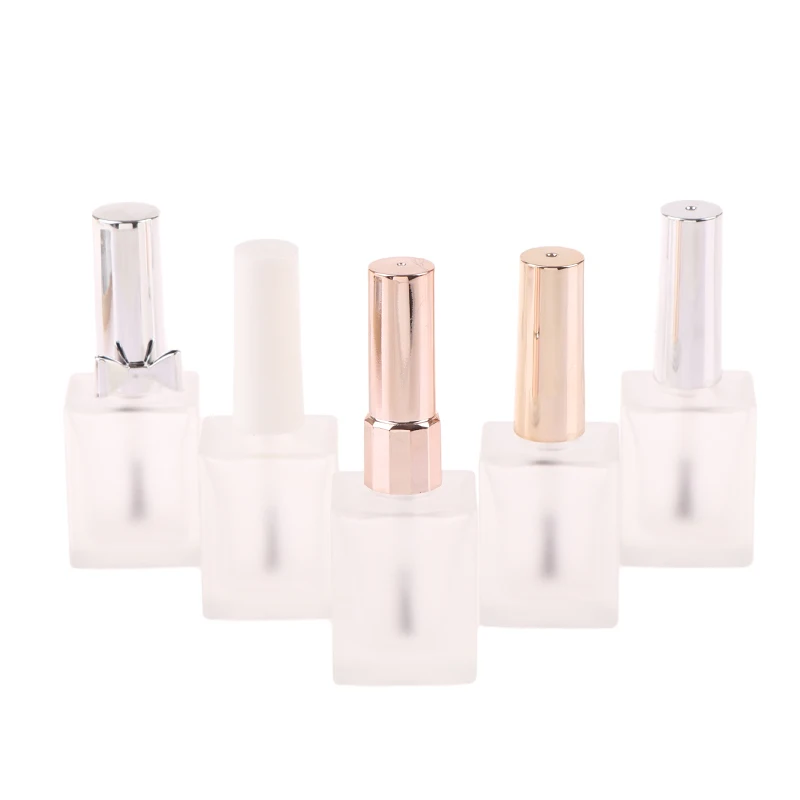 15 مللي زجاجة طلاء أظافر مستديرة فارغة مع فرشاة محمولة حاوية فنية للأظافر زجاجات زيت أظافر زجاجية مقاومة للضوء