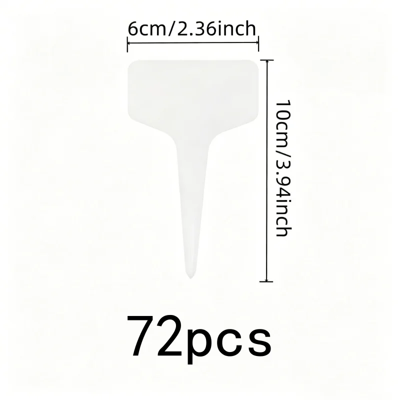 Nursery Plant Signs 72 pcs, Easy Insert Into Soil, White T-Shape Design, for Greenhouse Plant Labeling