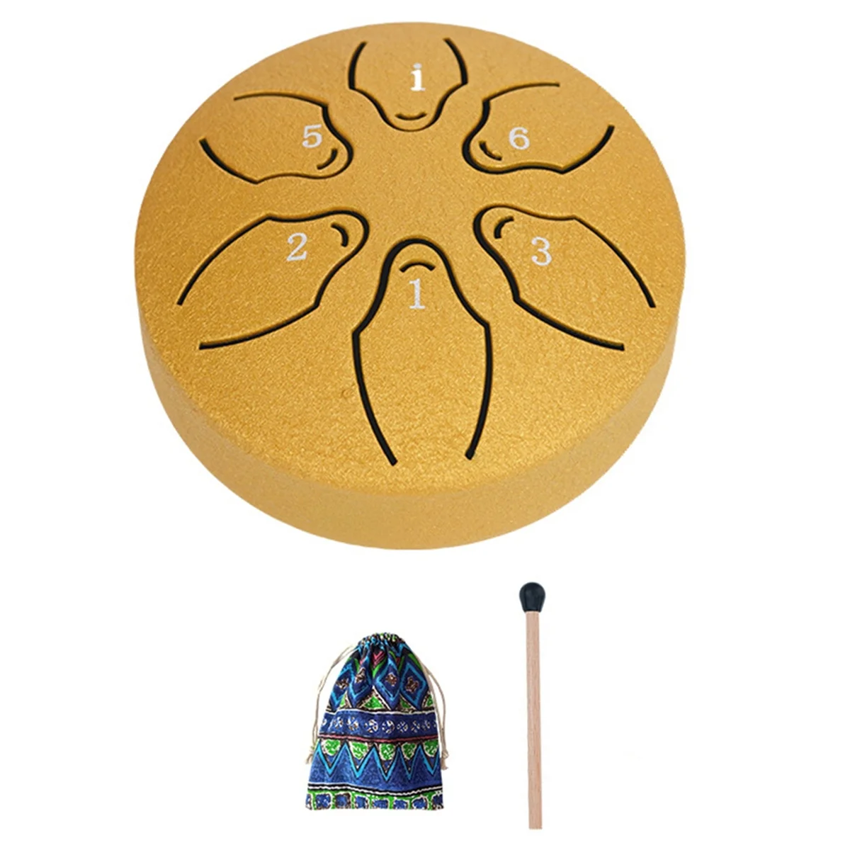 

Rain Drum for Outside Steel Tongue Drum, 6 Notes 3 Inches Chakra Tank Drum Steel Percussion Padded Mallets Gold