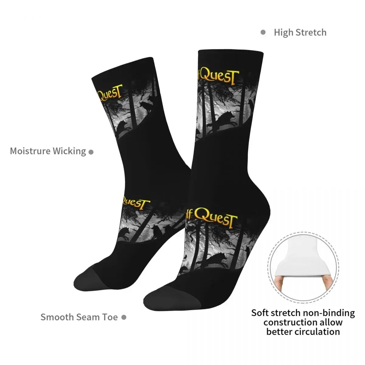 Wolf Pack In Storm - WolfQuest Dream Socks Harajuku Sweat Absorbing Stockings All Season Long Socks Accessories for Unisex Gifts