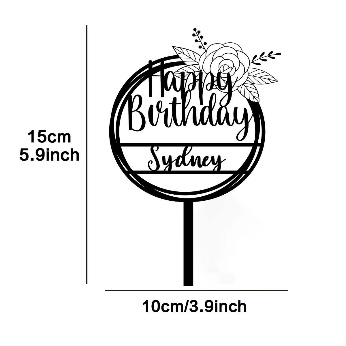 1PC Cartoon Happy birthday wishes with a beautiful flower theme Customized Name Cake Stand Bar Topper Supplies Graduations view 5