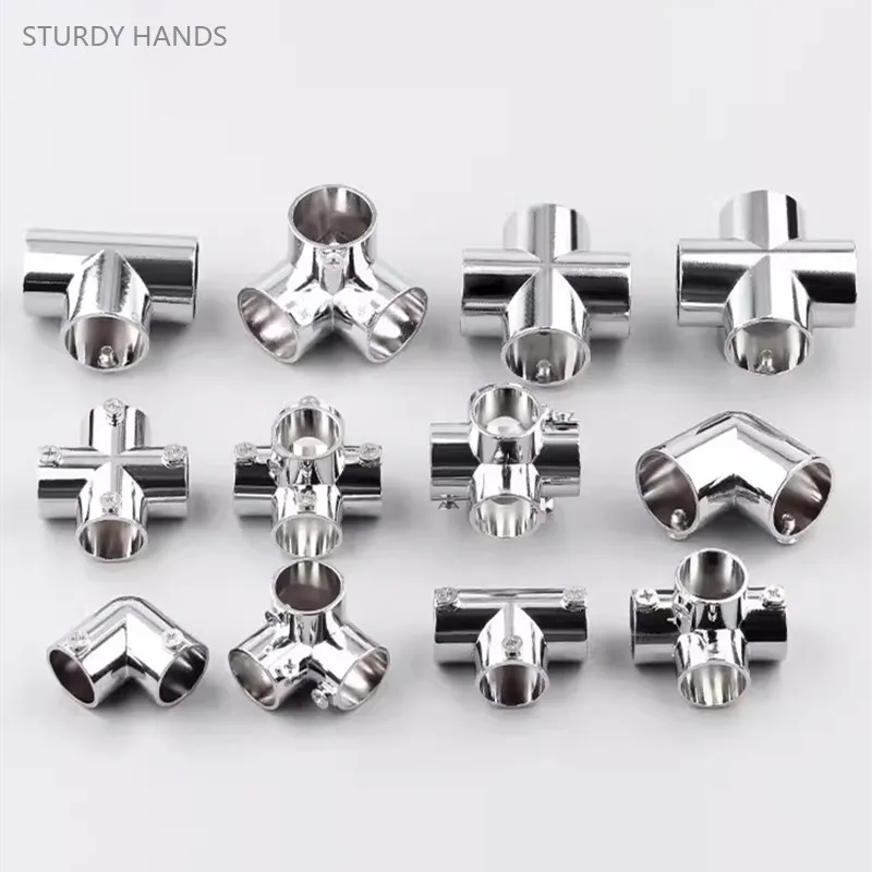 

10pcs 19mm25mm Stainless Steel Pipe Connector Drying Rack Accessories Round Pipe Fastener Shelf Fixing Elbow Hardware Tools