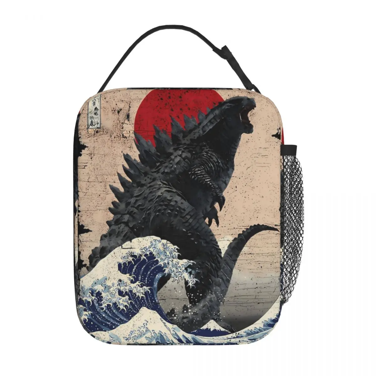 Japanese Godzillaed Great Wave Insulated Lunch Bags Thermal Lunch Container High Capacity Lunch Box Tote Food Handbags Work