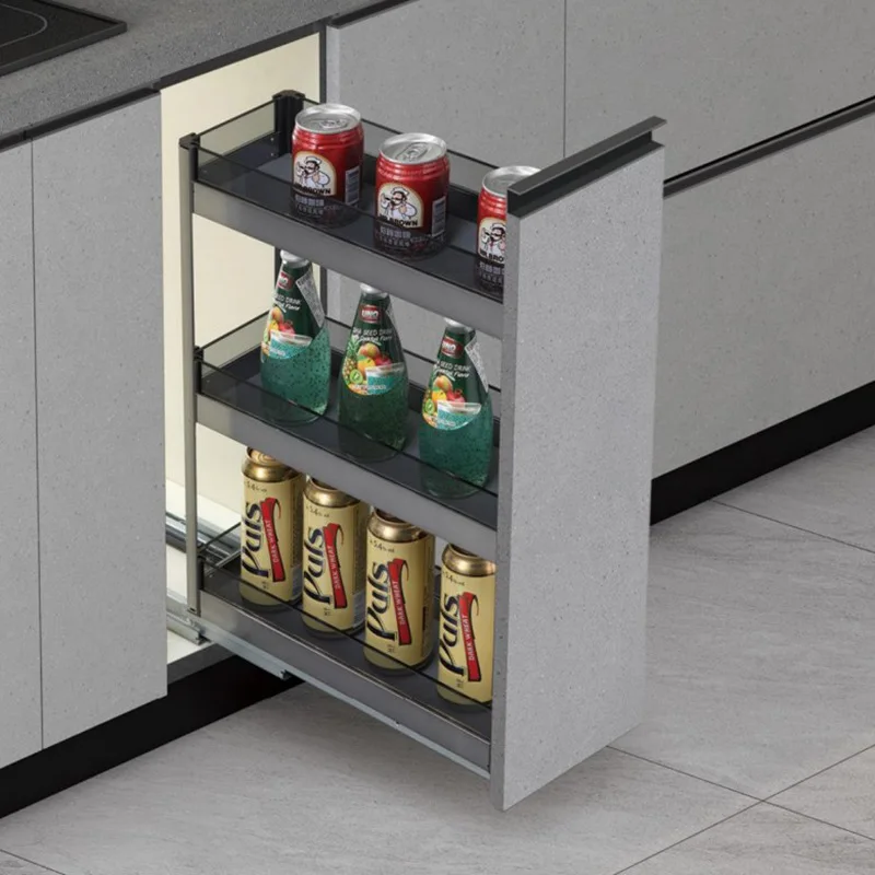 Kitchen bottom seasoning seasoning basket narrow cabinet drawer type very narrow small size cabinet pull-out storage rack