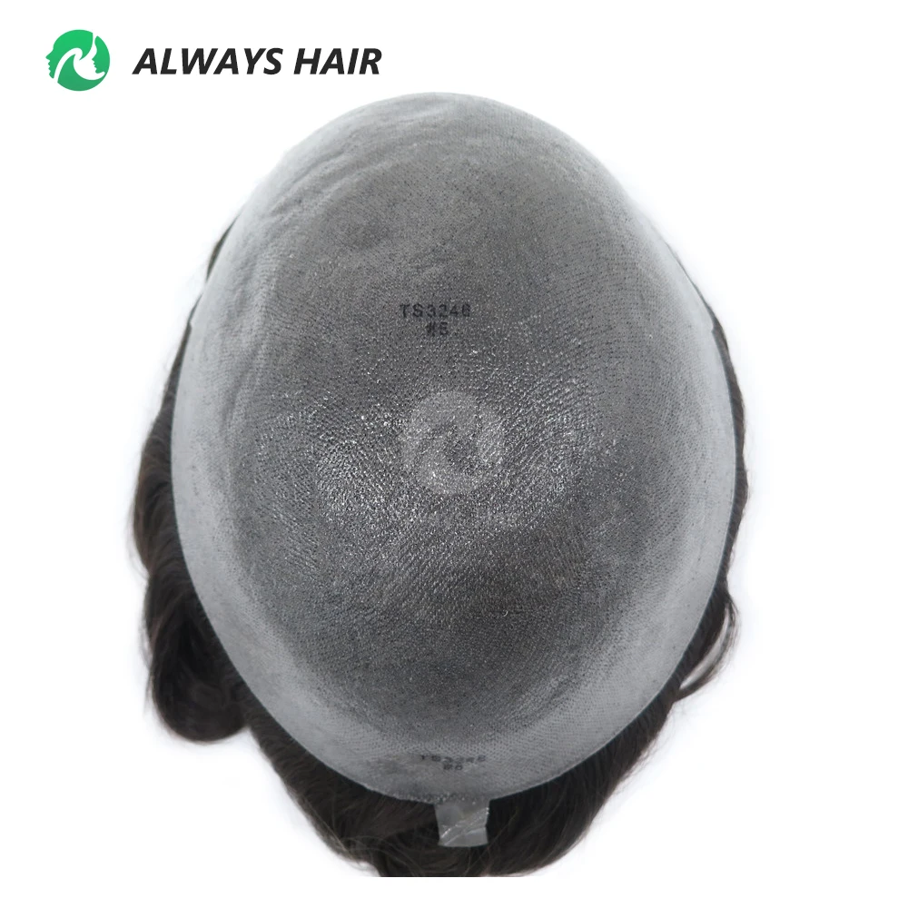 Alwayshair Thinskin -Thin Skin Male Wig Natural Hairline India Human Hair System for Men 115% Hair Density Hair Unit