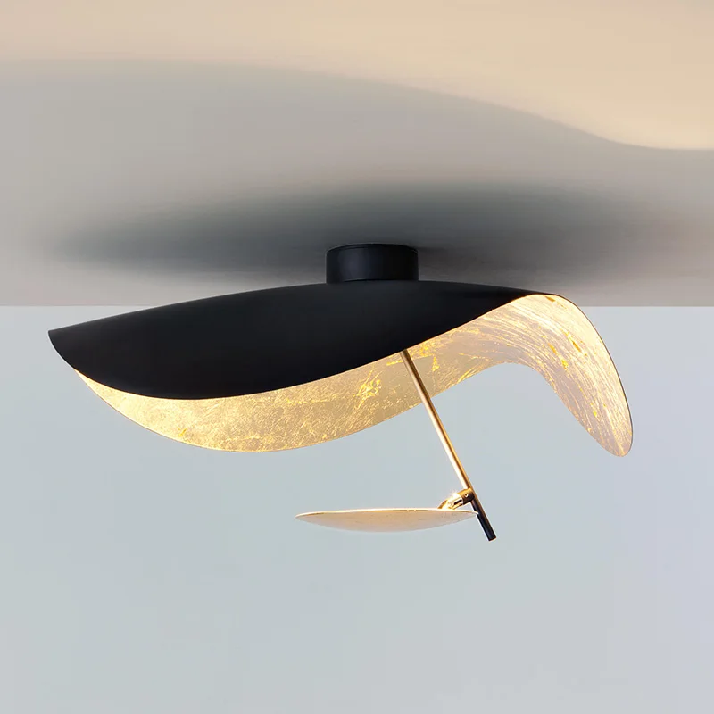 

Industrial Ceiling Lamp Designer Lotus Leaf Lamp Iron Black And Gold Ceiling Light For Living Room Bedroom Kitchen Design Lights