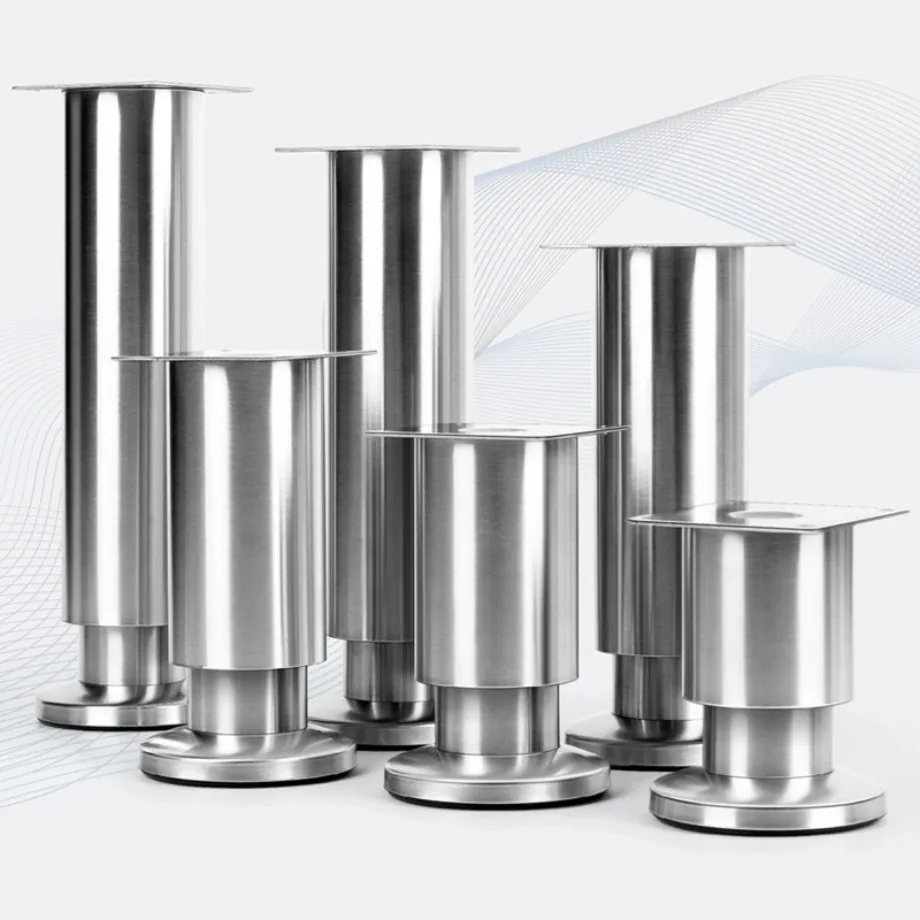 4PCS Height Adjustable Stainless Steel Furniture Feet Legs Kitchen Cabinet Sofa Legs Round Stand furniture leg