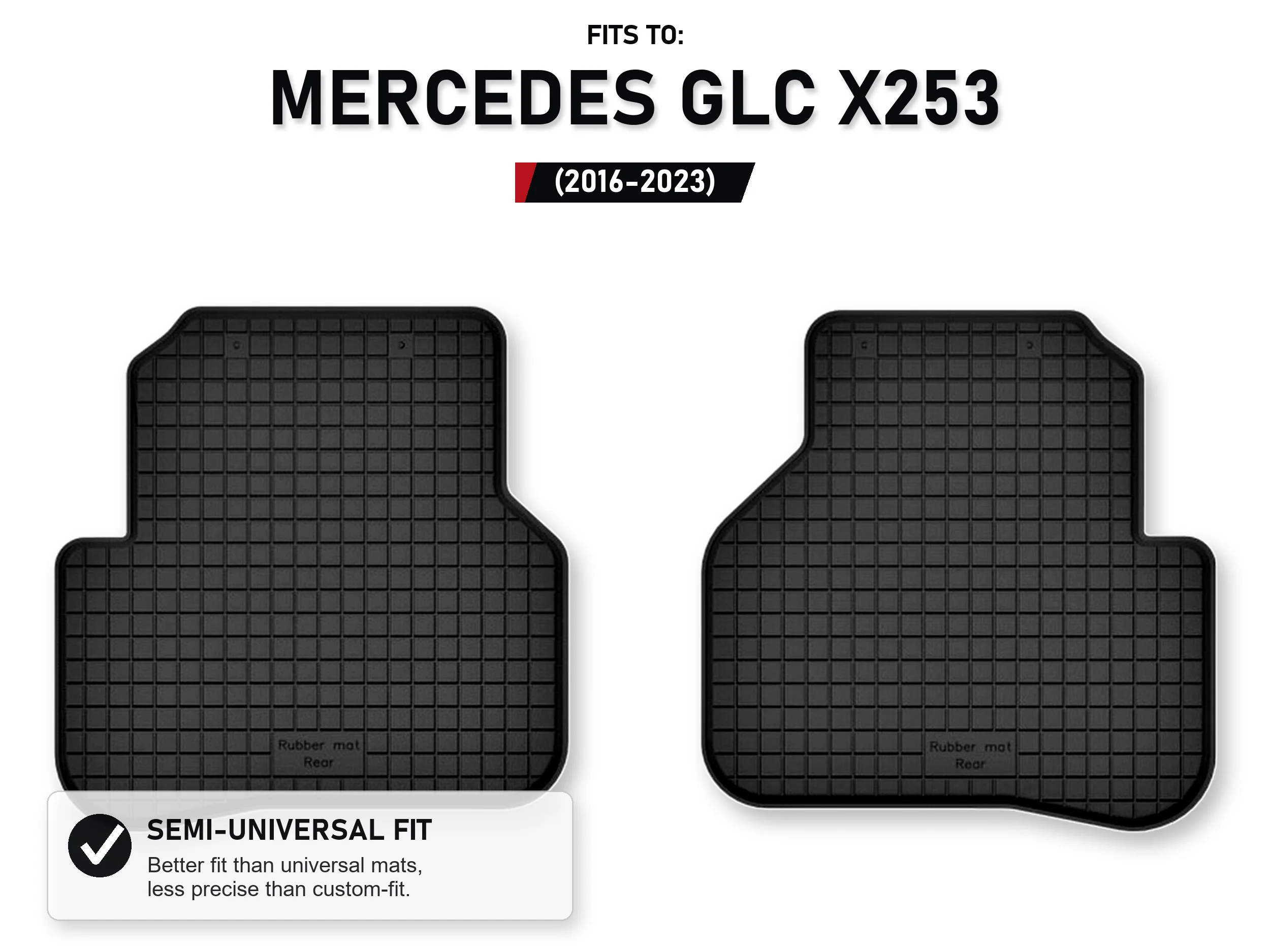 Rubberen bakmatten achterin voor: Mercedes Glc X253 2016-2023, 2 stuks.