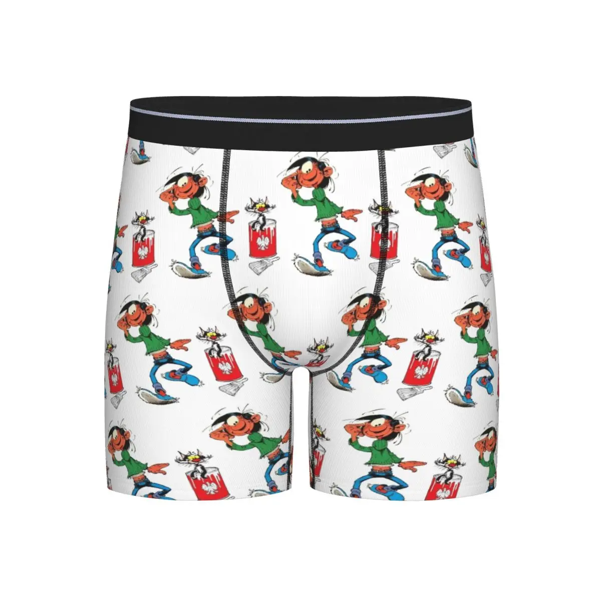 

Long Boxer Underpants Shorts Gaston Lagaffe Big Ben Head Panties Men Comfortable Underwear for Homme Man Boyfriend Gift