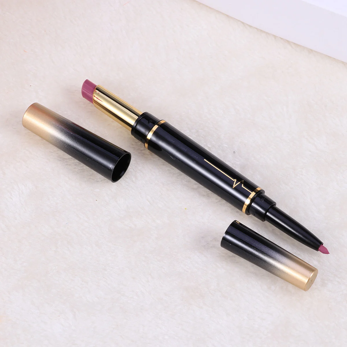 ลิปสติกแบบไม่ติดแก้ว 2 หัว 14 สีแมทติดทนนาน สีสันสดใส ดินสอเขียนขอบปากเนื้อเนียนลื่น ลิปสติกเนื้อแมท