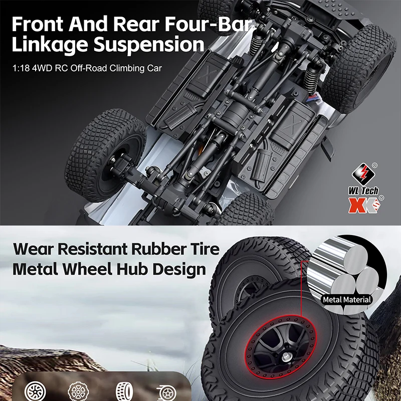 WLtoys 184023 1/18 coche profesional RC todoterreno 4x4 interruptor de cambio de marchas mecánico entre coche de escalada de baja y alta velocidad de juguete