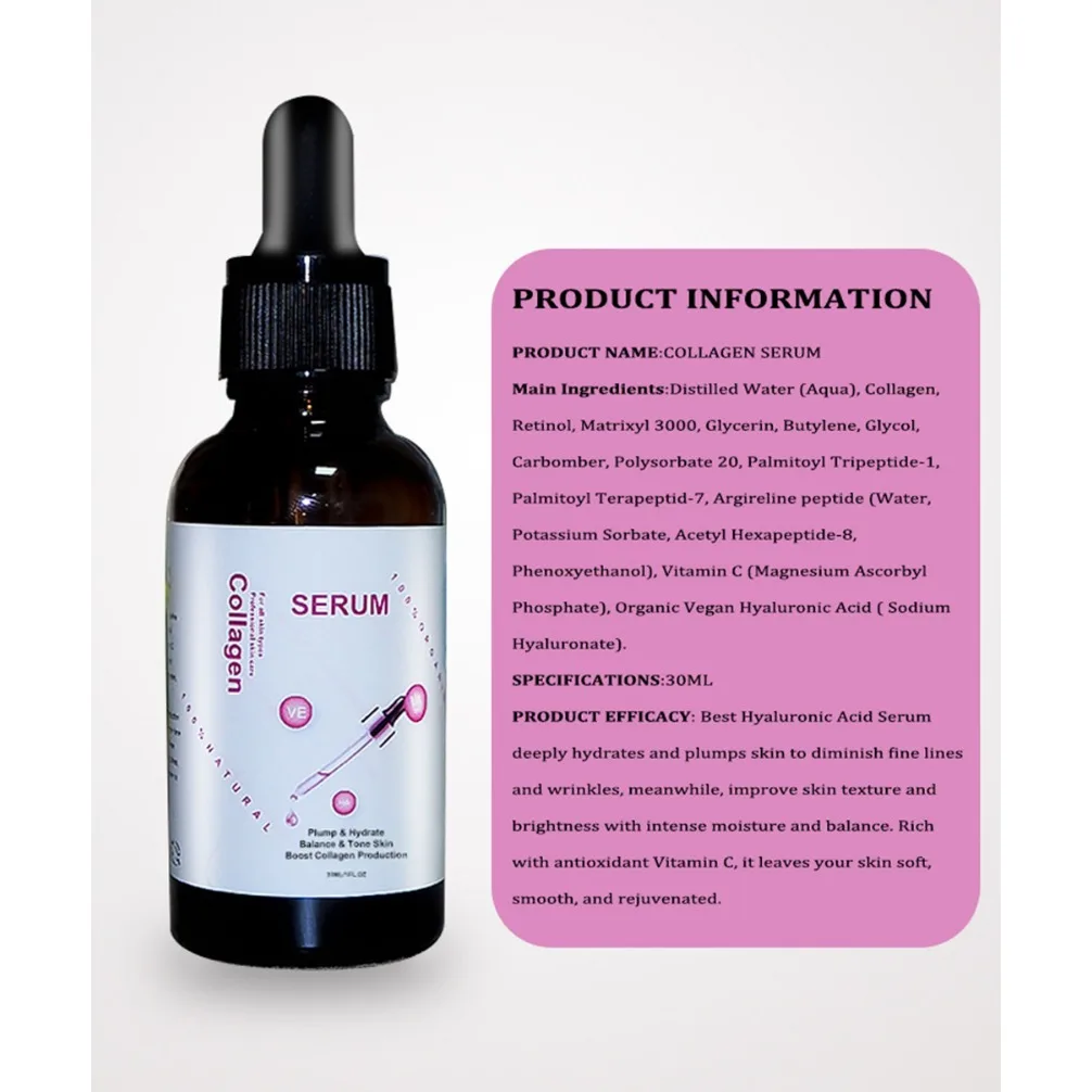 مصل جوهر الكولاجين مضاد للرؤوس السوداء لتقليل المسام الببتيد بعلامة خاصة بشعار مخصص مكياج نباتي بالجملة مكياج قاعدة الوجه