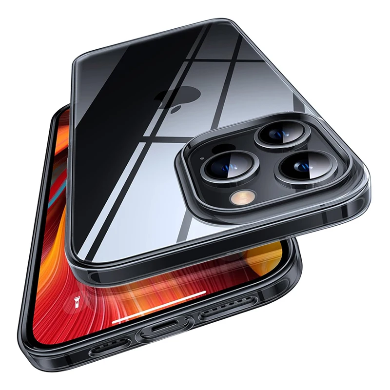 

Transparent Black Silicone Case for iPhone 17 Air 16E 16 15 14 Plus 13 12 Pro Max Ultra Thin Military Grade Soft TPU Back Cover
