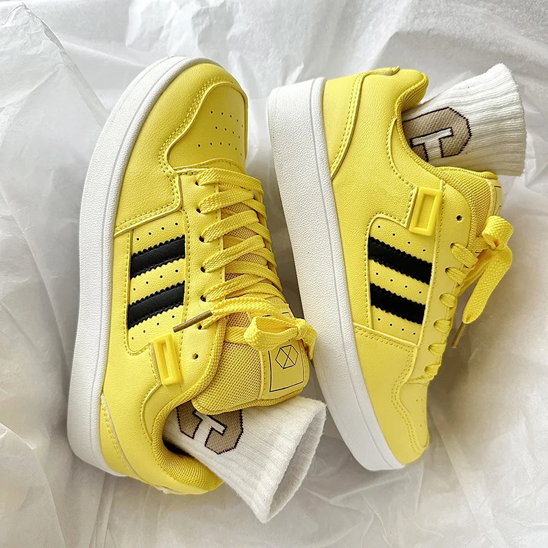 

Fashion Yellow Original Men's Sneakers Comfort Leather Designer Shoes Man Low Cut Platform Women's Skate Shoes zapatillas hombre