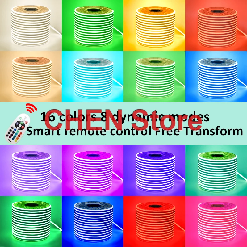 1Meter Ultra-bright Flexible LED Light Strip Round Colorful Dimming Rgb Neon Outdoor Waterproof Advertising Sign Light strip