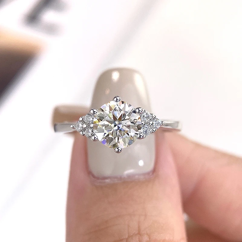 

DWJ 1 карат, роскошные сертифицированные муассанитовые кольца с бриллиантами и крыльями ангела для женщин, настоящее серебро 925 пробы, вечерние качественные ювелирные изделия