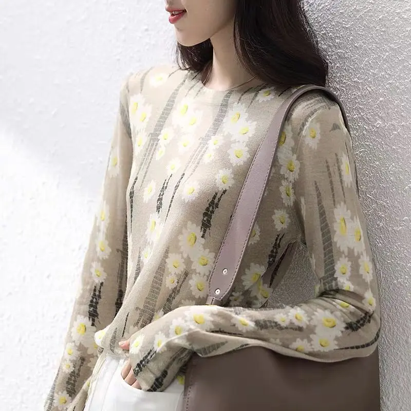 

Spring Autumn Fashionable Printed Long Sleeve T-Shirt Women XQ234
