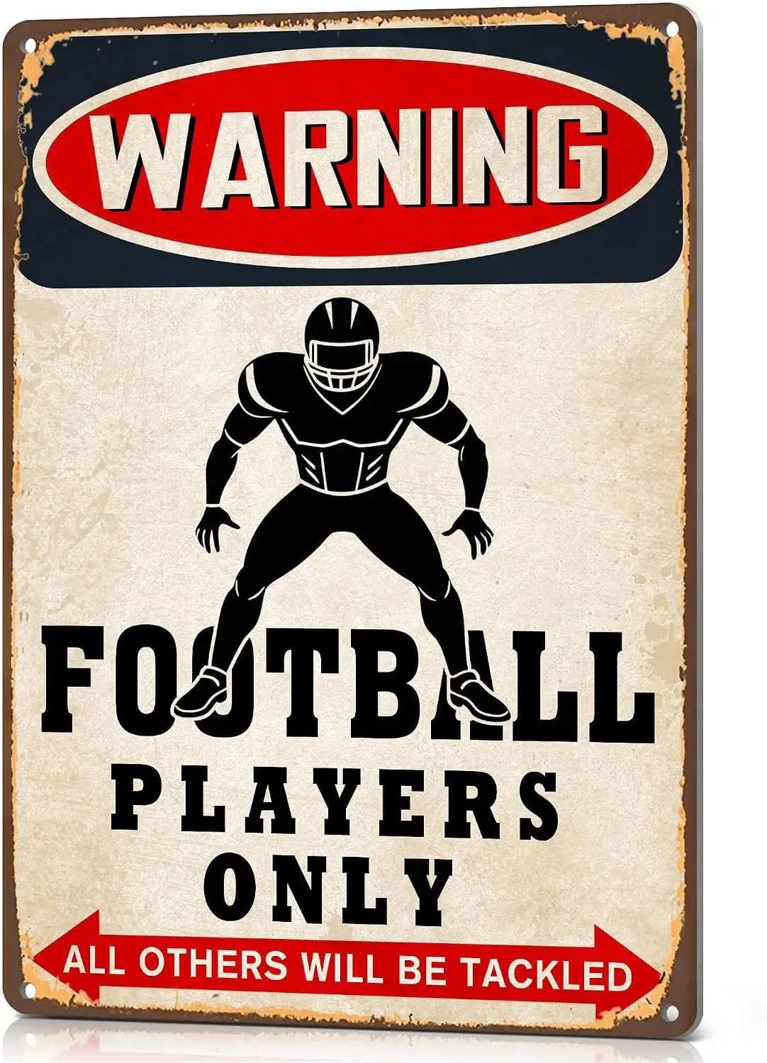 PAIION Funny Metal Sign Vintage Football Wall Decor for Boys Room   | Vintage Humor Design, Durable Aluminum,  , for Bedroom Loc