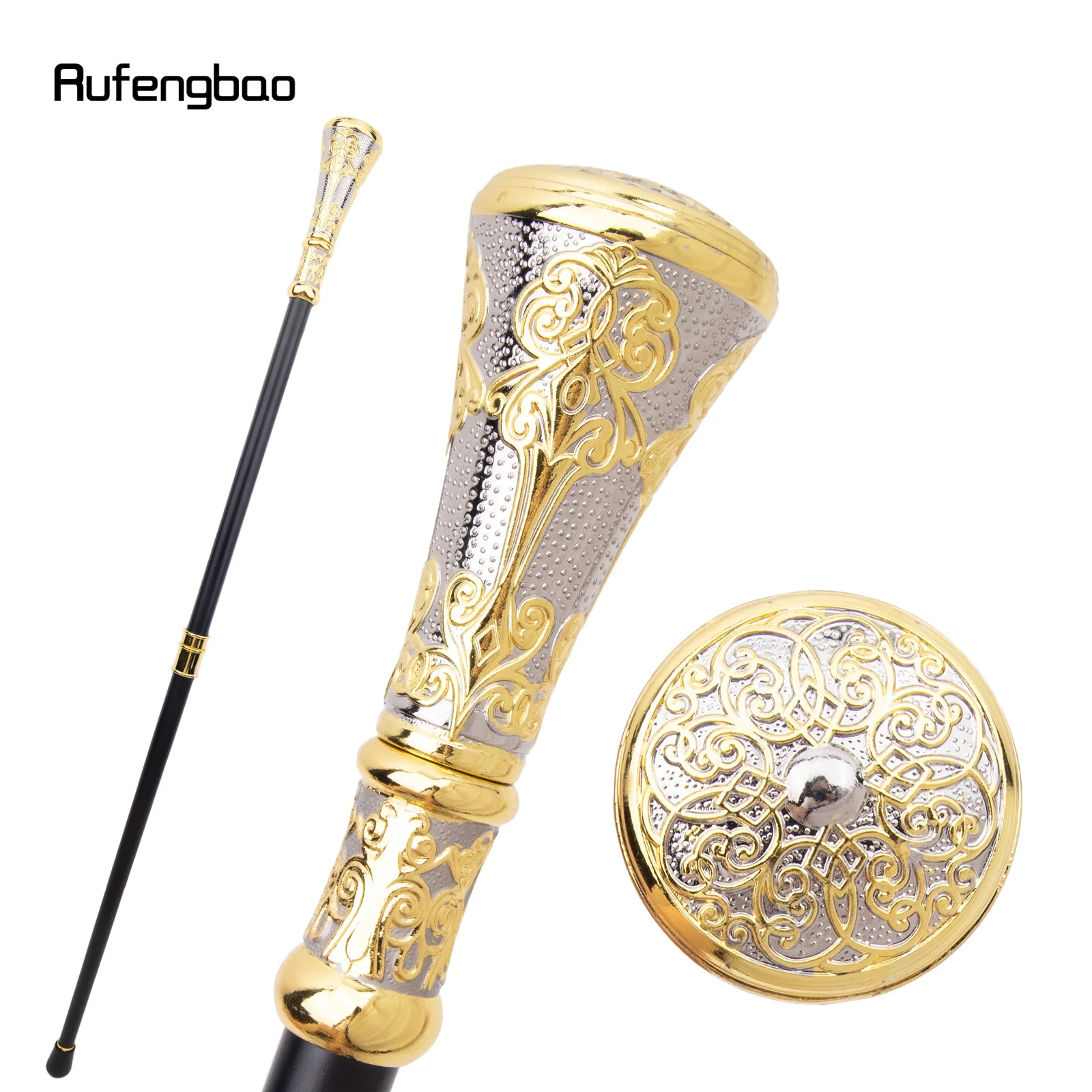 Golden Silvery Luxury Flower Round Handle Fashion Stick for Party  Cane Elegant Knob Crosier Knob Performance Stage Cane 93cm