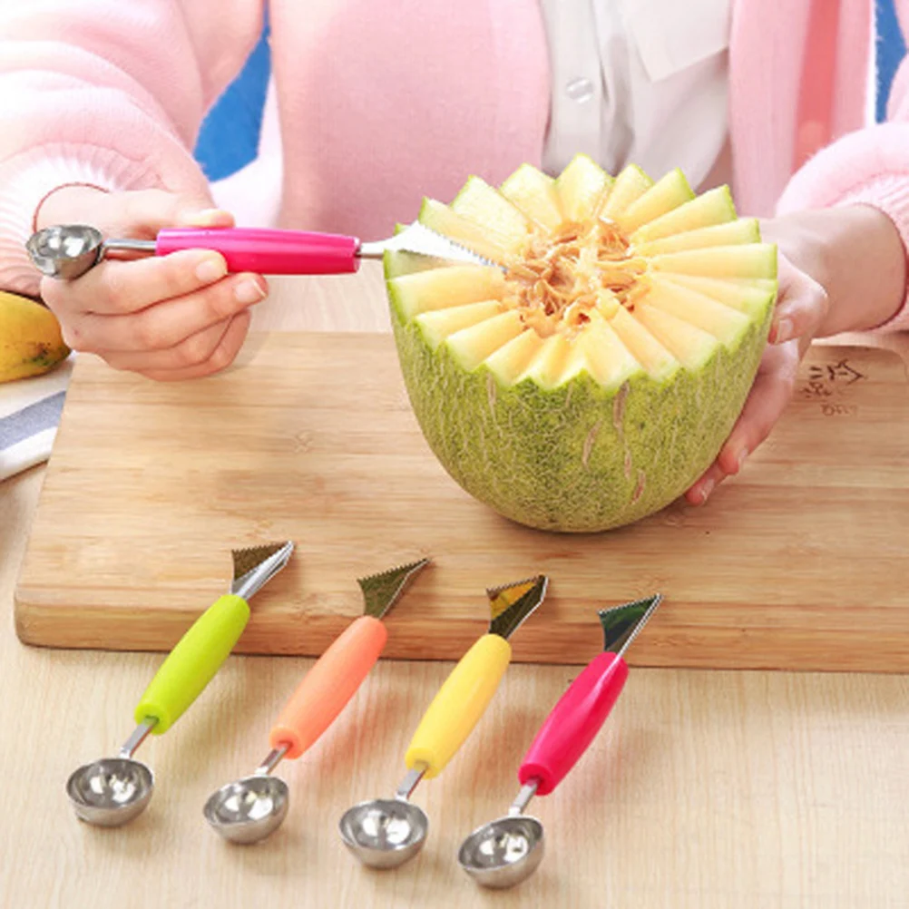 

Stainless Steel Fruit Scoop Multifunctional Tool for Carving DIY Fruit Salads Garnishes Desserts Cake Light Green Dishwasher