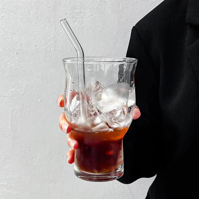 Vintage Wide Mouthed Glass Cup, High-value Iced American Coffee Cups, Sparkling Juice Chilled Beer Glass, Bar Party Wine Glass