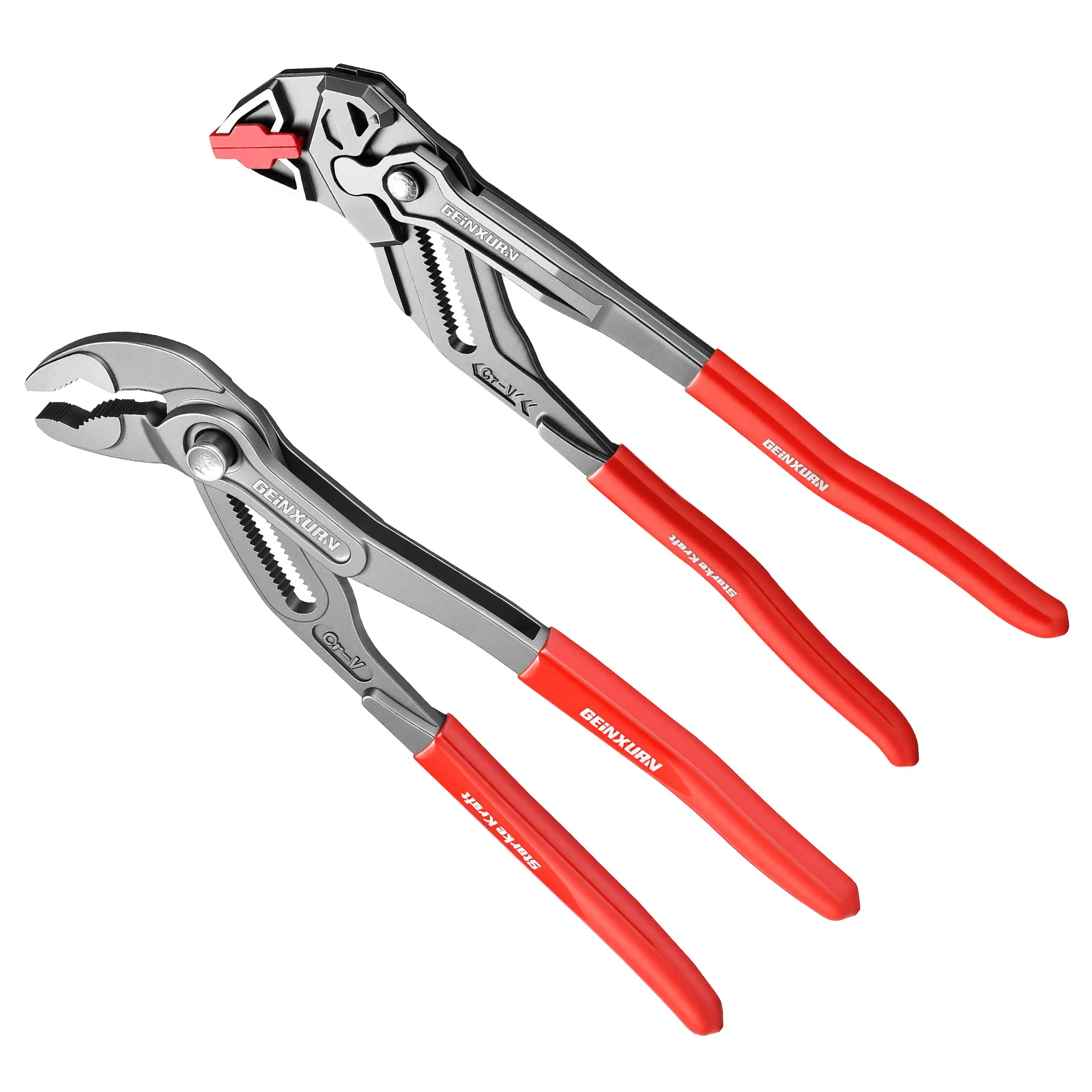 Geinxurn 2PCS 7' Adjustable Wrench, CR-V Steel Parallel Jaws, Heavy Duty 7-Inch Water Pump Pliers with Quick Button
