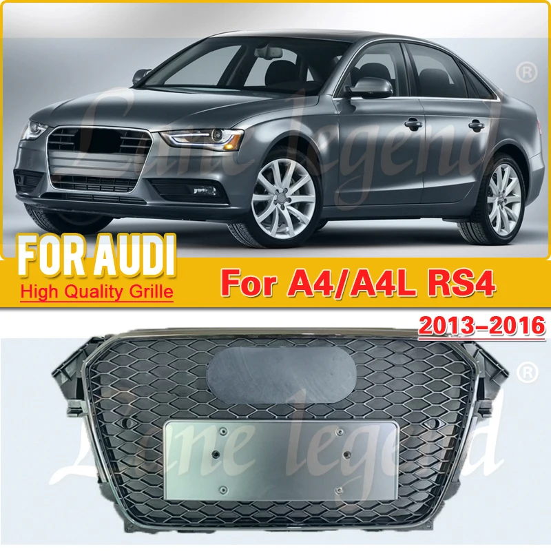 

Hot Selling paint-proof Front Hood Bumper Mesh Honeycomb Grille for AUDI A4/S4 2013-2016 ccessories ABS Racing Grills