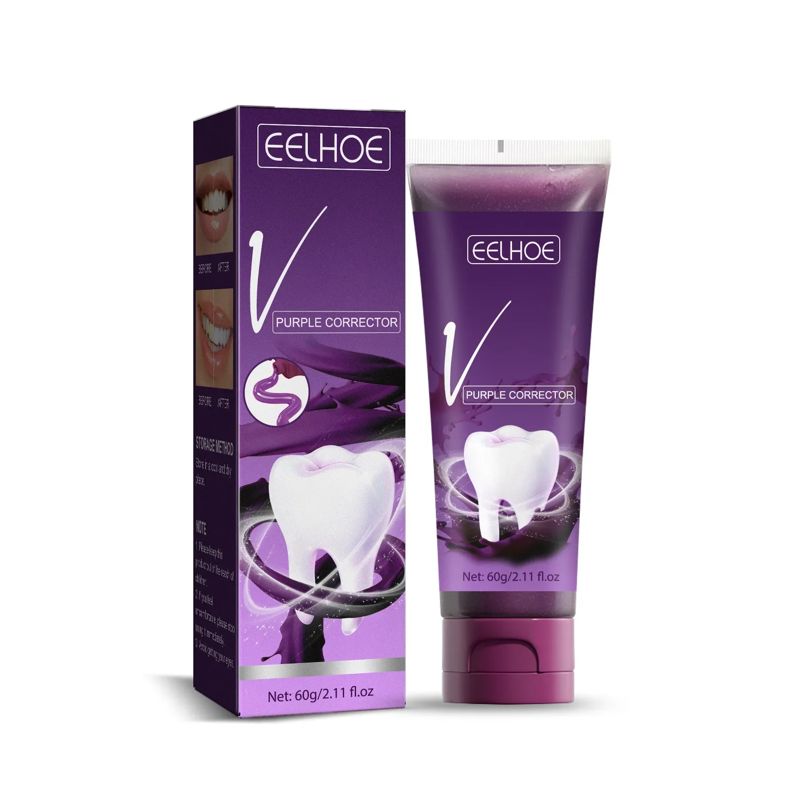 Toothpaste Whitening Teeth Coffee Smoke Stain Remover Fresh Breath Oral Hygiene Purple V34 Toothpaste Repair Teeth Care Products