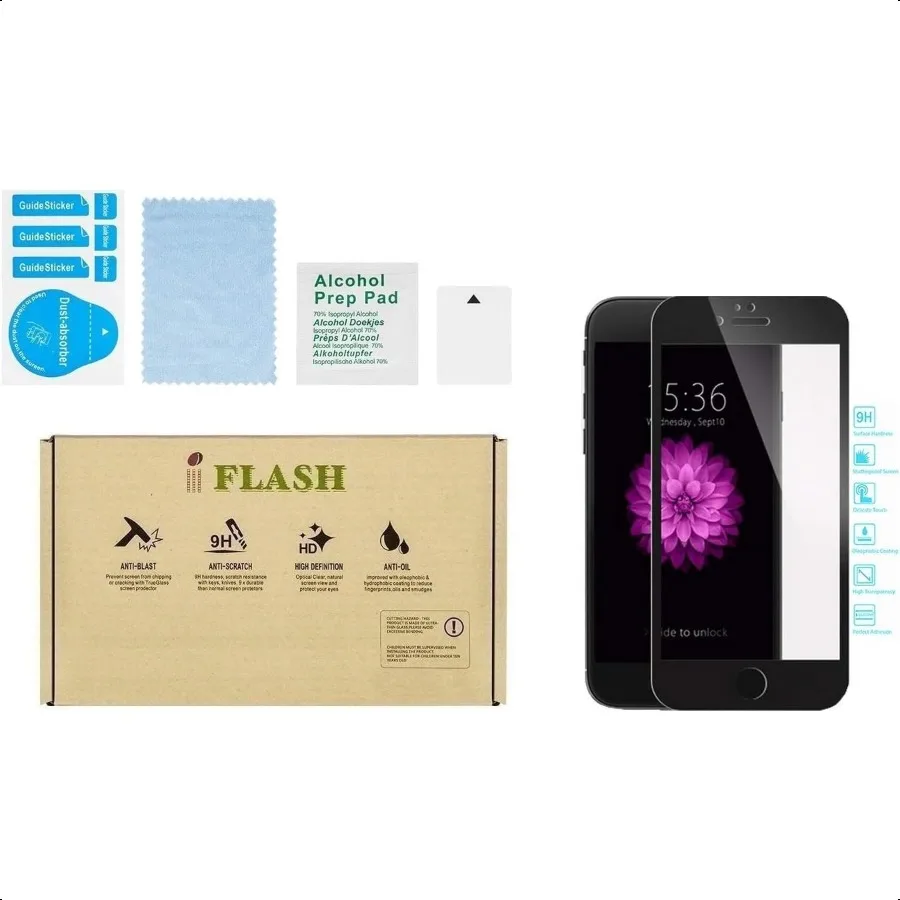 iPhone 8 7 Full Cover Screen Protector iFlash Full Coverage Tempered Glass Screen Film for Apple iPhone 8 7 4.7 EdgetoEdge Curv