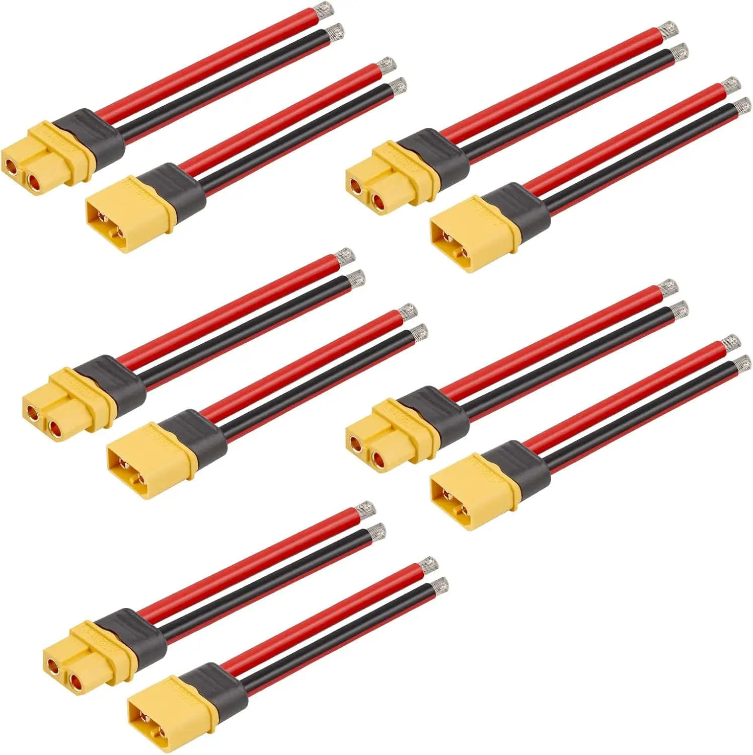 

5pairs XT60 Connector Plug Cable 12AWG 100mm Silicon Wire Female And Male Connectors Adapter for RC Lipo Battery Drone Car