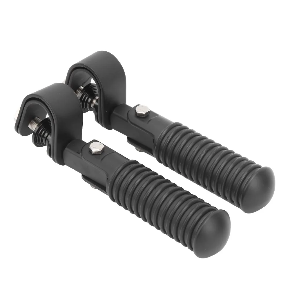 2pcs Universal Clamp Mount Motorcycle Foot Pegs Foldable Design 25mm 1in Highway Pegs Black Foldable Foot Pegs Crash Bar Guard