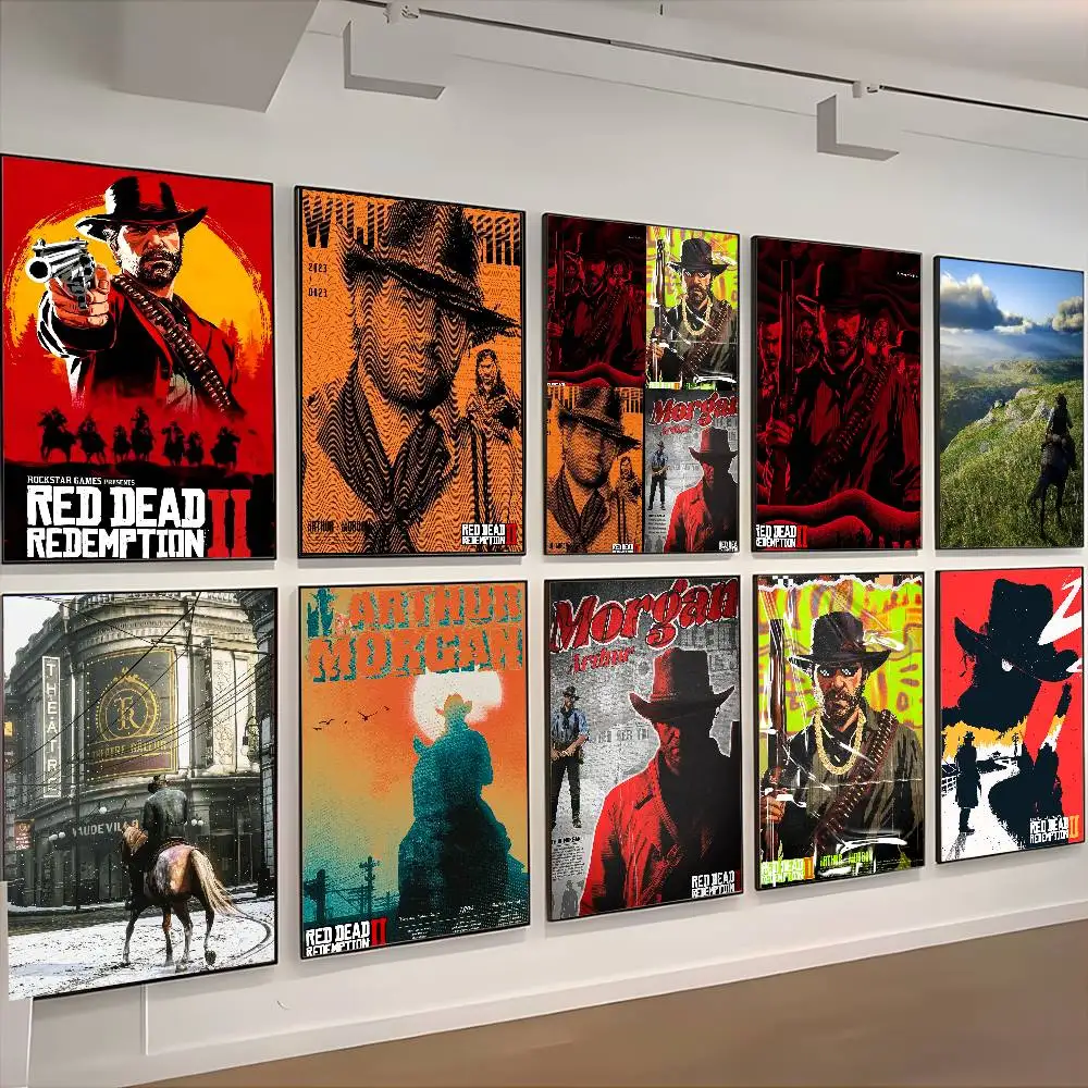 ملصق R-Red Dead R-RedemptionS عالي الدقة جدار لاصق مقاوم للماء لغرفة المعيشة المنزلية وغرفة النوم والديكور الجمالي